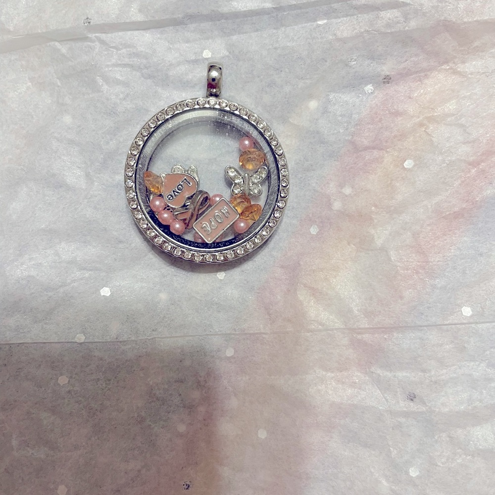 Breast cancer charm necklace pendant